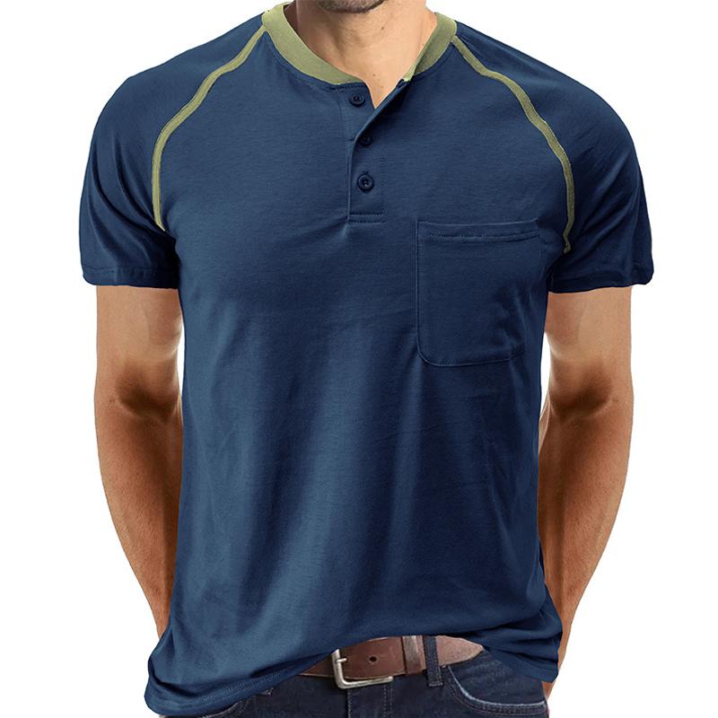 Men's athletic polo shirt with contrast detailing in blue, green and black