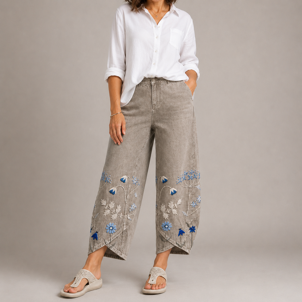 ELODIE | Boho Floral Print Trousers