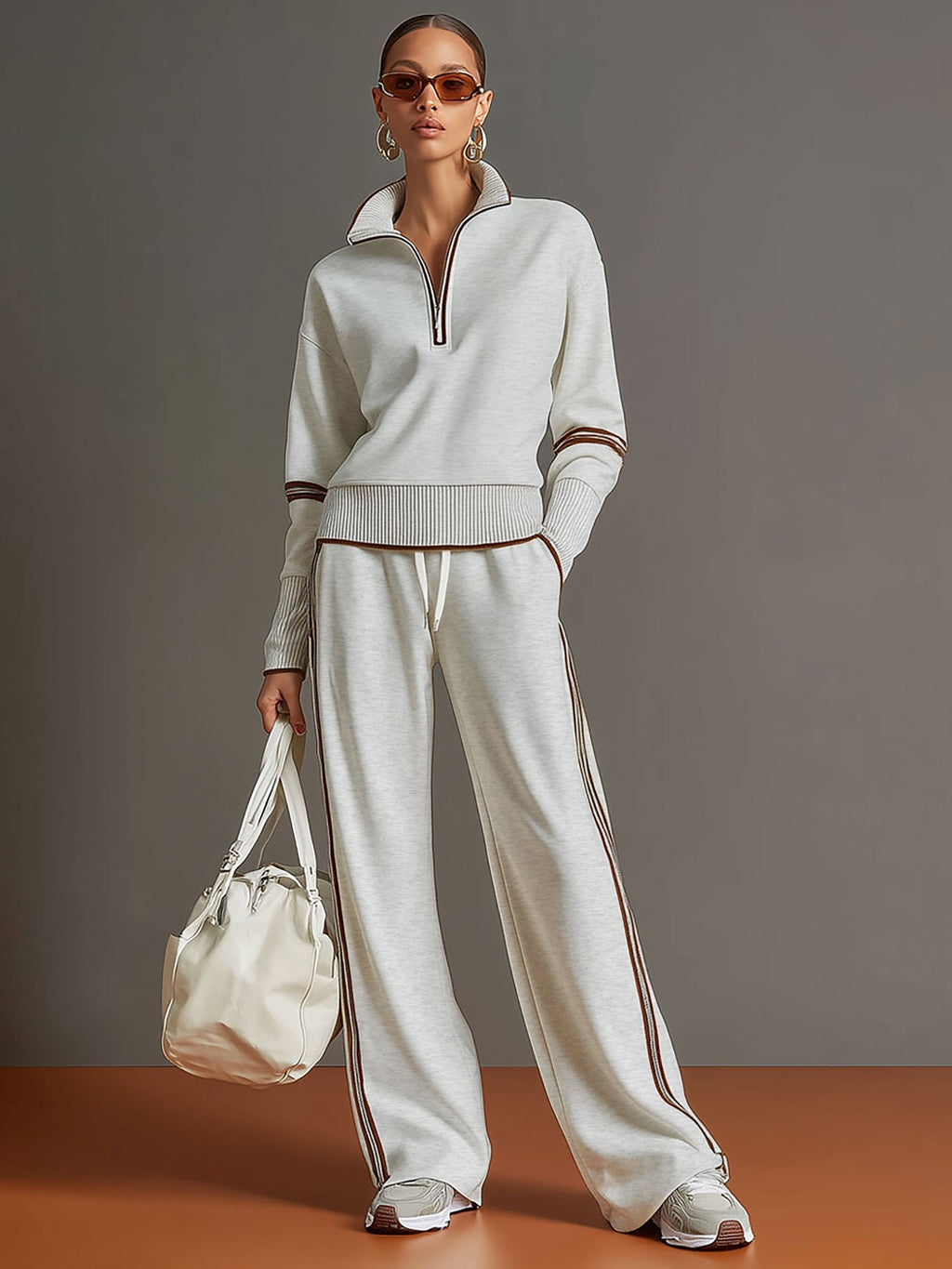 PRISCILLA™ | Elegant Sporty Set with Half-Zip Sweatshirt