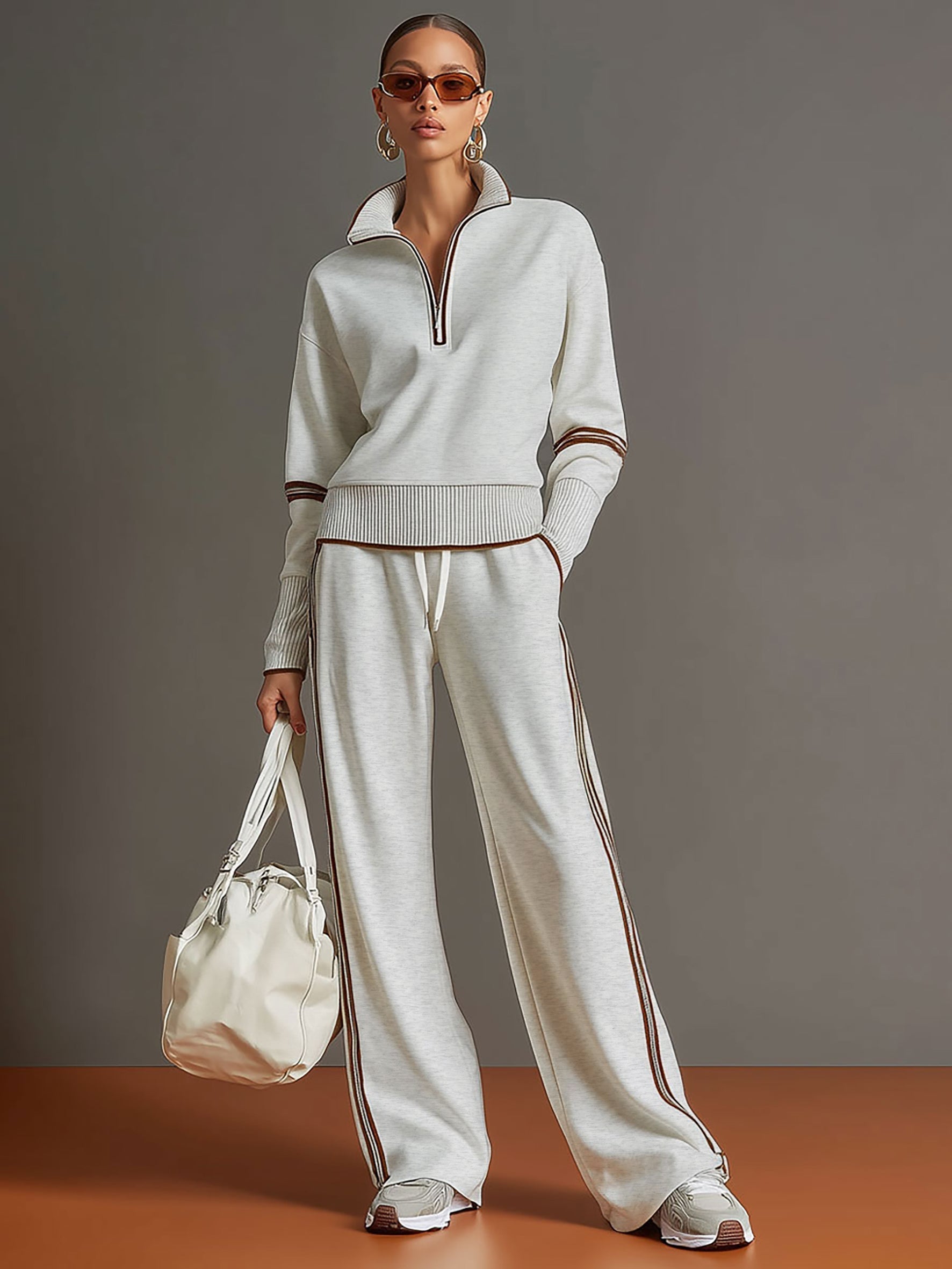 PRISCILLA™ | Elegant Sporty Set with Half-Zip Sweatshirt