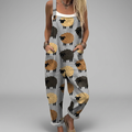 Flowing wide-leg printed jumpsuit with adjustable straps and a smooth, elegant drape