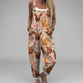 Elegant printed wide-leg jumpsuit with floaty fabric and adjustable shoulder straps