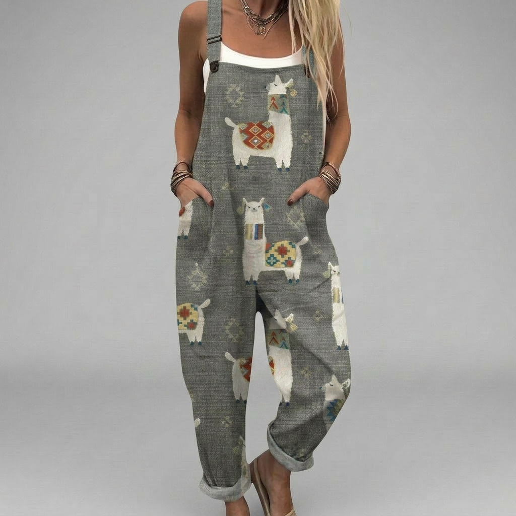 Printed wide-leg jumpsuit with adjustable straps and a floaty, elegant drape
