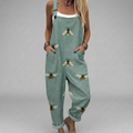 Fresh printed wide-leg jumpsuit with adjustable shoulder straps in a relaxed, floaty style