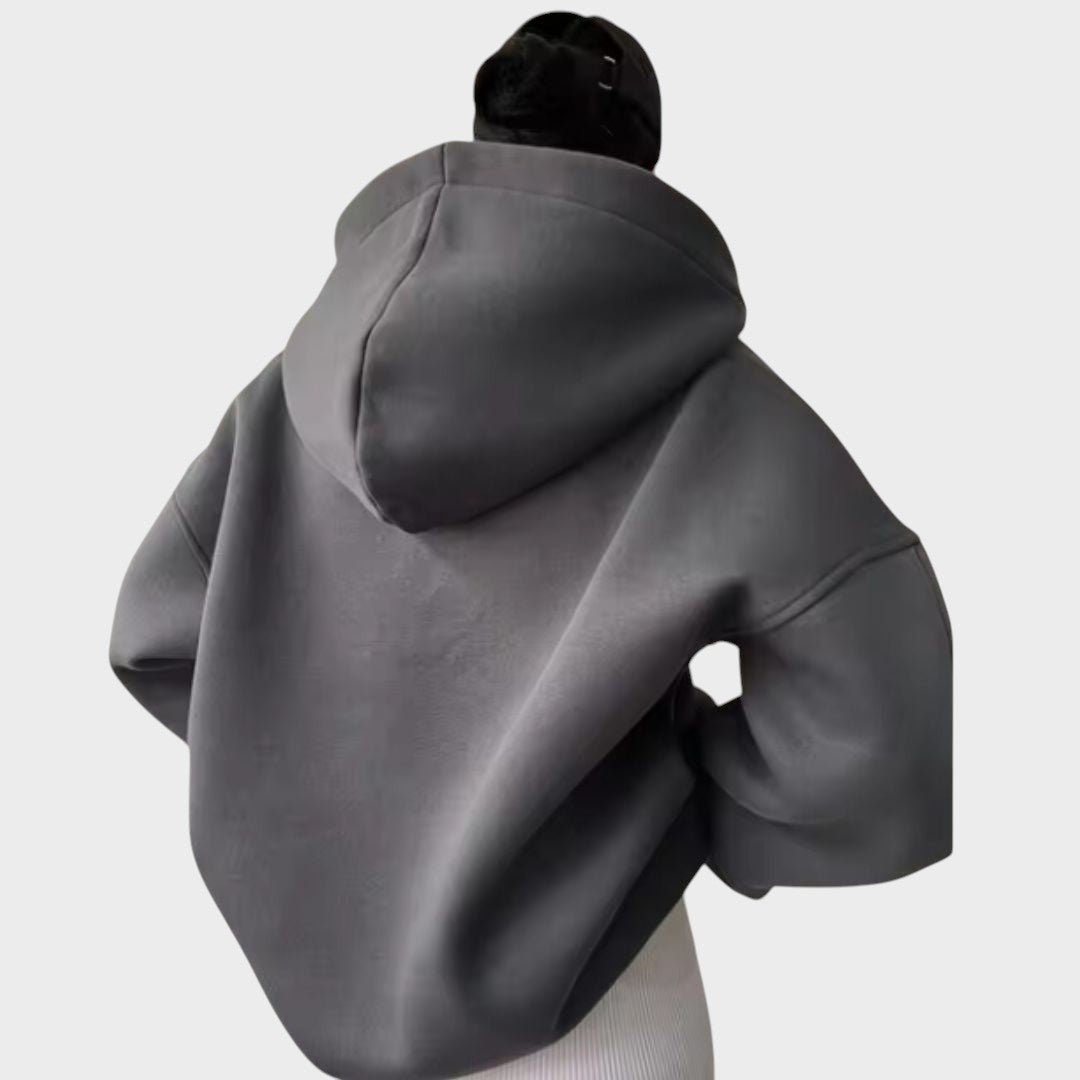 Women's beige everyday comfort hoodie with a relaxed flattering fit