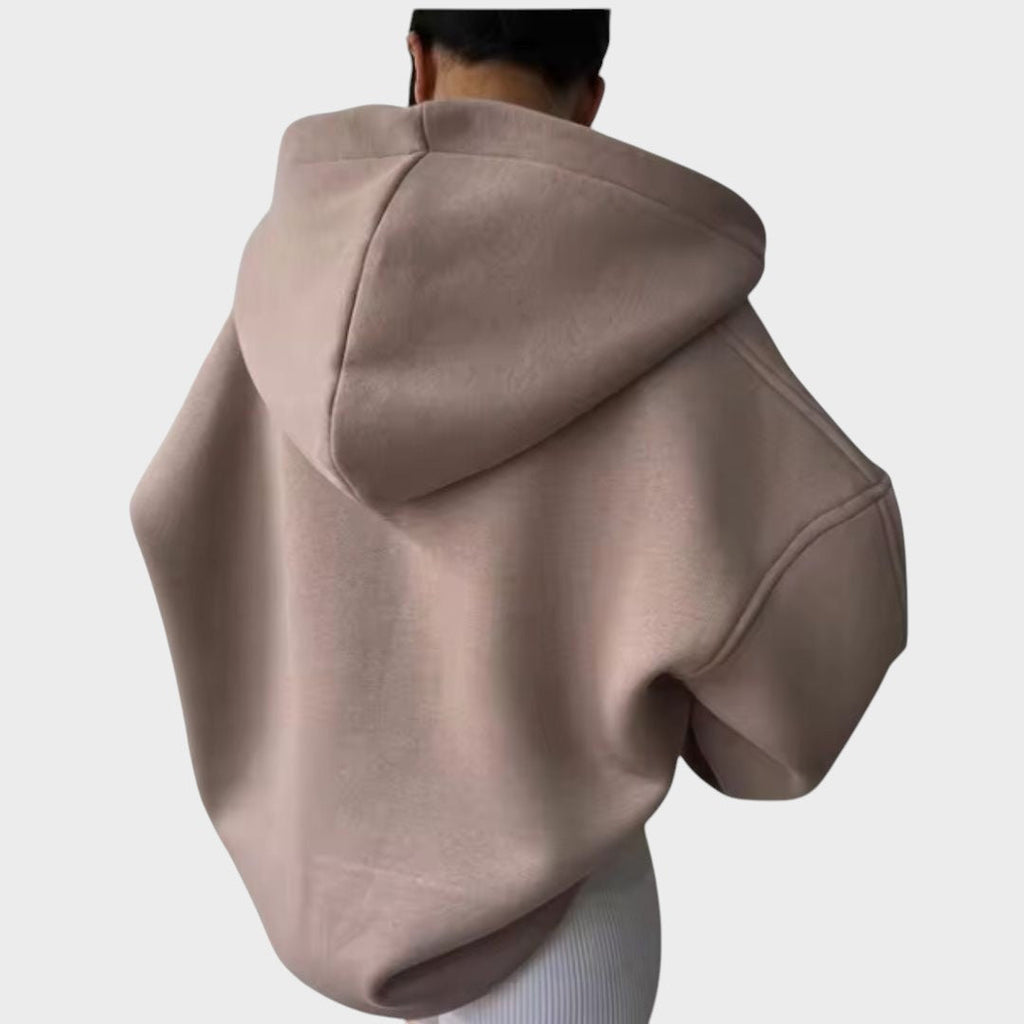 Women's beige everyday comfort hoodie with a relaxed flattering fit