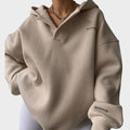 Women's beige everyday comfort hoodie with a relaxed flattering fit