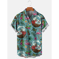 Men's short-sleeved shirt with bold retro surf graphic print in vibrant colours