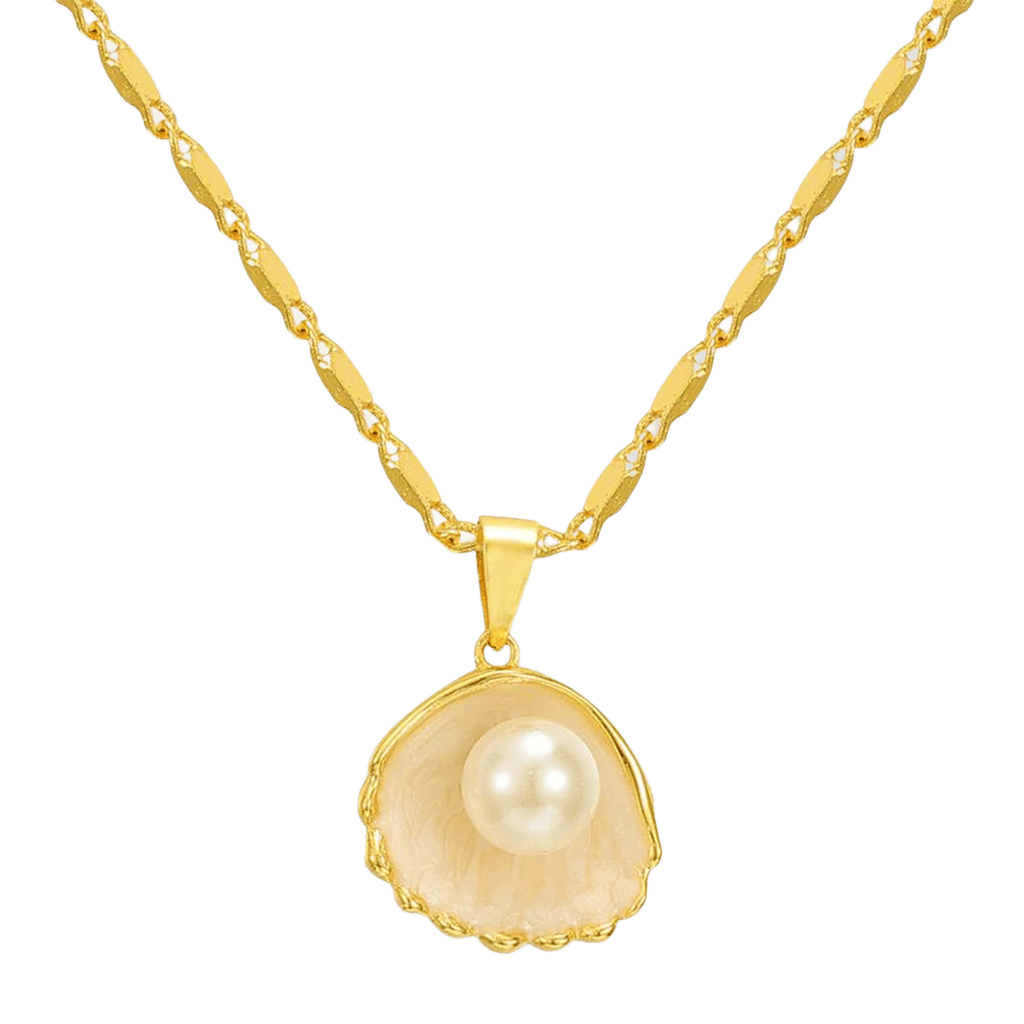 Delicate gold pendant necklace on a plain background