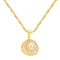 Delicate gold pendant necklace on a plain background