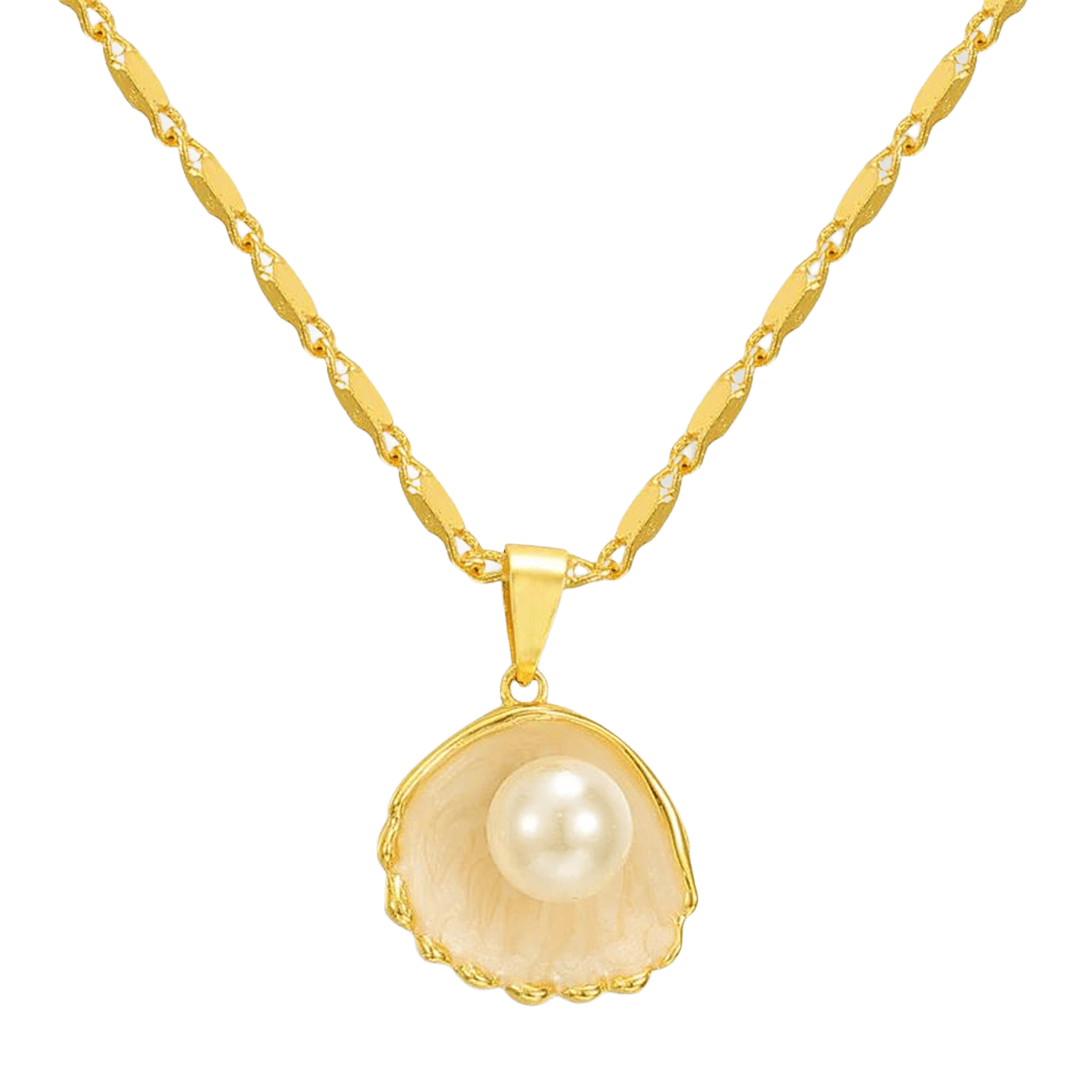 Delicate gold pendant necklace on a plain background