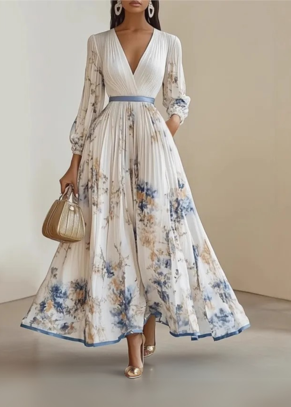 PAZ™ | Timeless Floral Pleated Maxi Dress