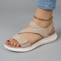 Apricot-coloured elastic sport sandals with a cushioned sole