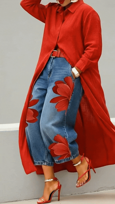 High-waist wide-leg jeans in blue with a relaxed silhouette and clean finish