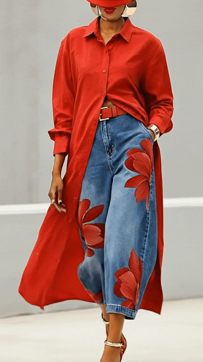 High-waist wide-leg jeans in blue with a relaxed silhouette and clean finish