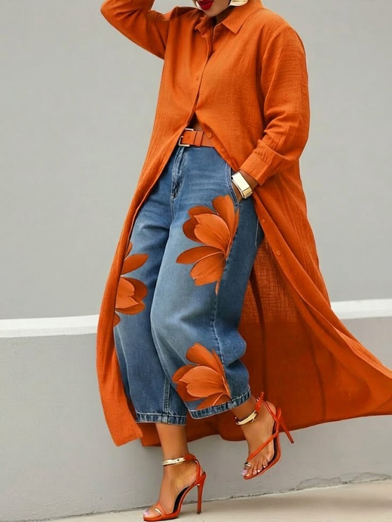 High-waist wide-leg jeans in blue with a relaxed silhouette and clean finish