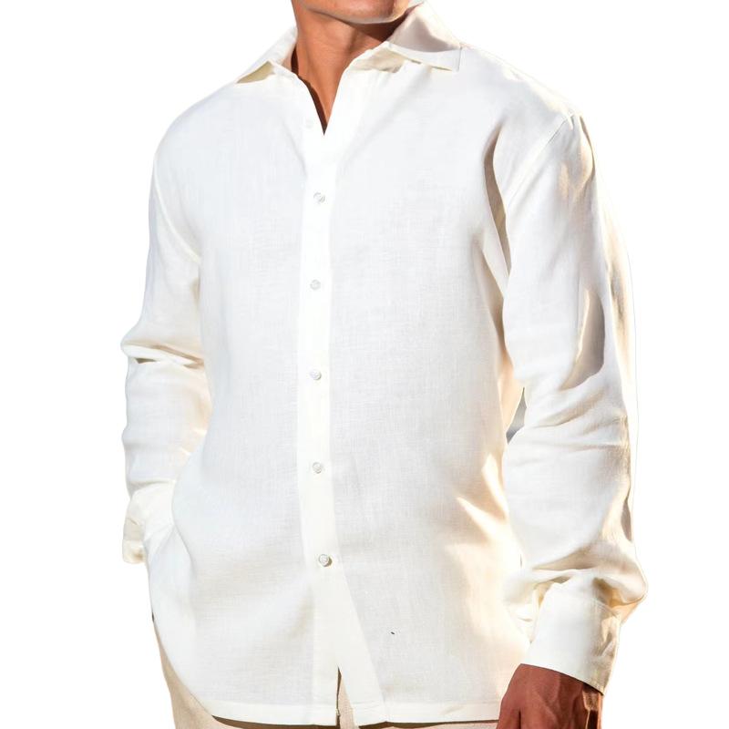 Men's plain long-sleeve collar shirt in black, blue and white