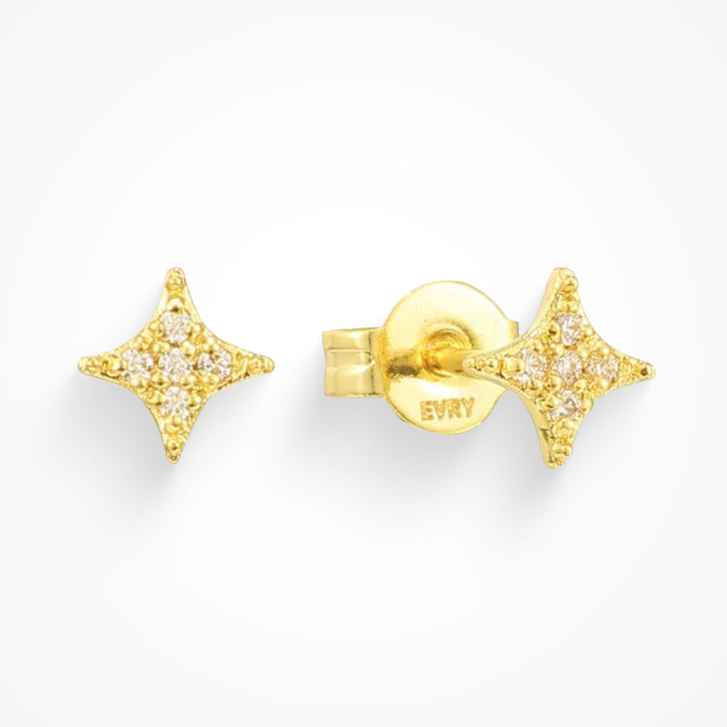 Delicate star-design side stud earrings in gold finish
