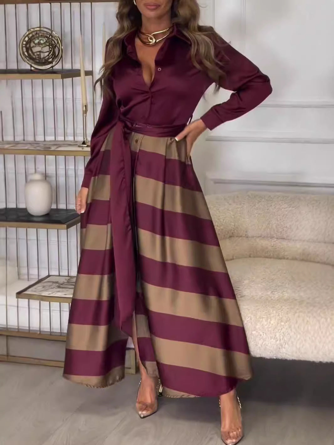 SELENE™ | Striped Maxi Dress