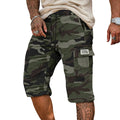 Men's olive cargo shorts with multiple side pockets and a relaxed urban fit