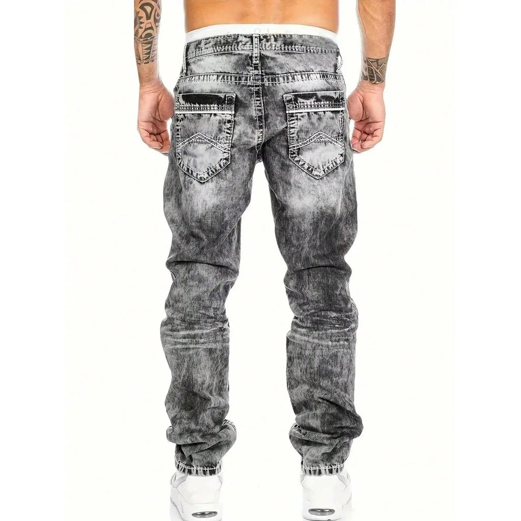 Men's distressed jeans in grey, also available in black, light blue and blue, with a modern urban cut