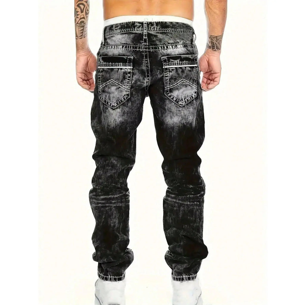 Men's distressed jeans in grey, also available in black, light blue and blue, with a modern urban cut