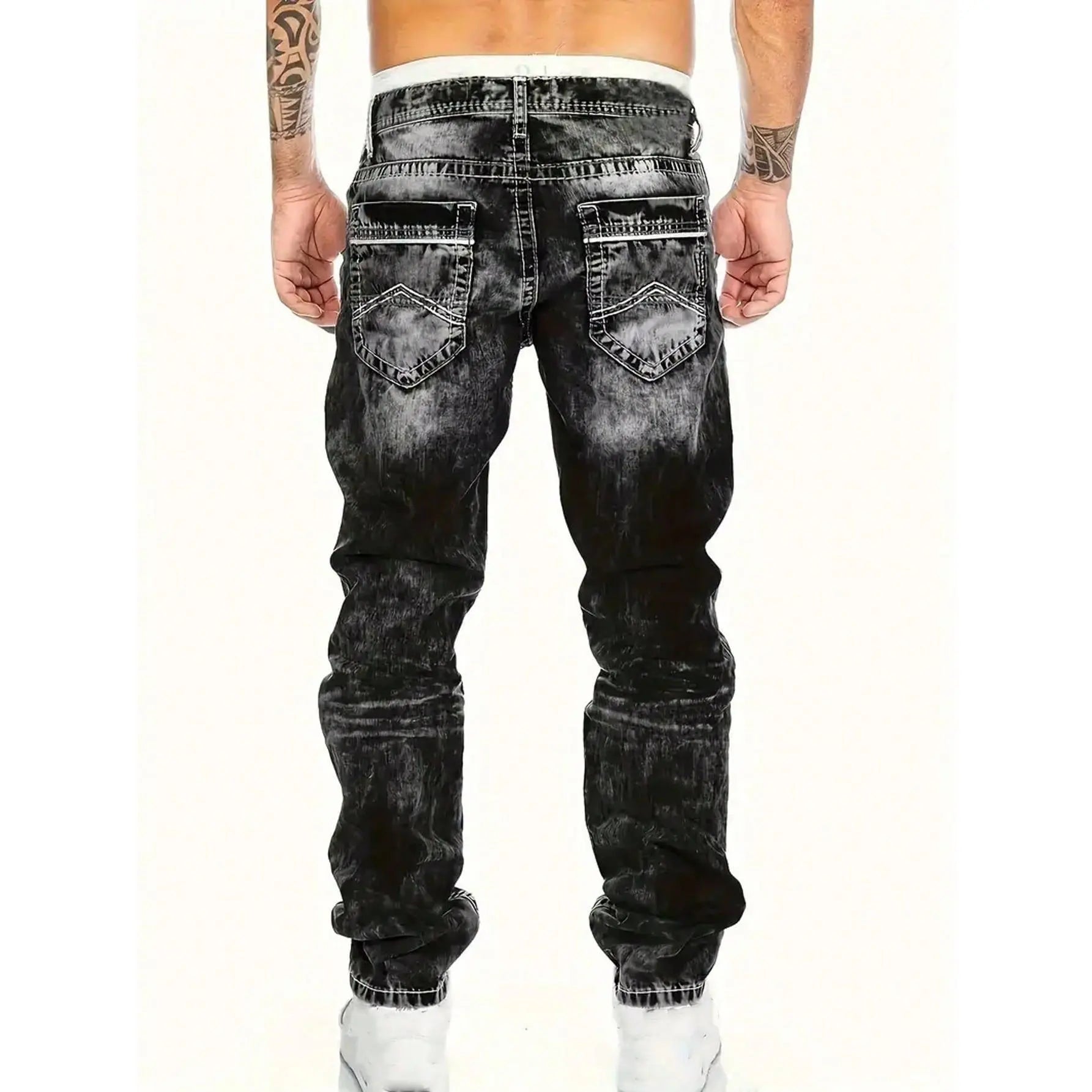 Men's distressed jeans in grey, also available in black, light blue and blue, with a modern urban cut