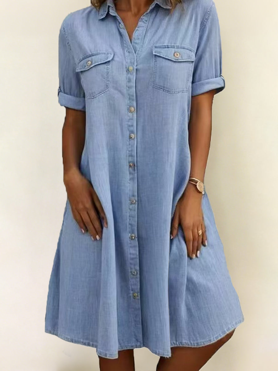 Patricia | Casual Midi Dress in Denim