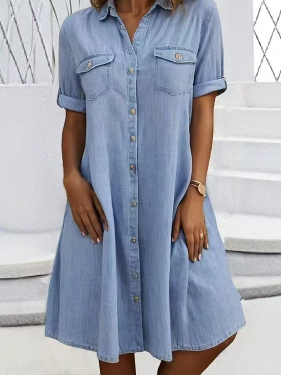 Patricia | Casual Midi Dress in Denim