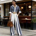 CELINE | Striped Wide Leg Trouser Set