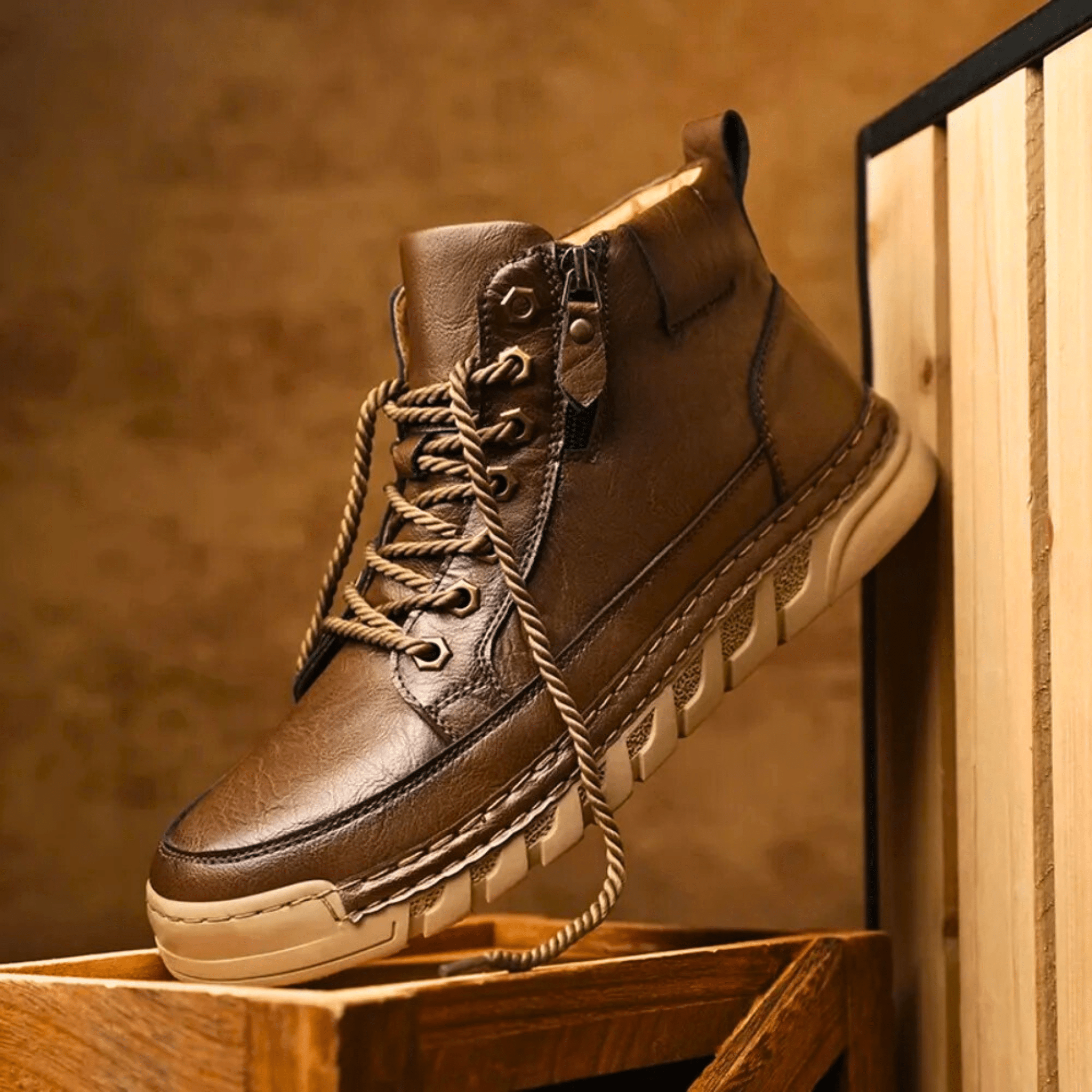 Men's signature polished boots in brown and black with a clean, classic silhouette
