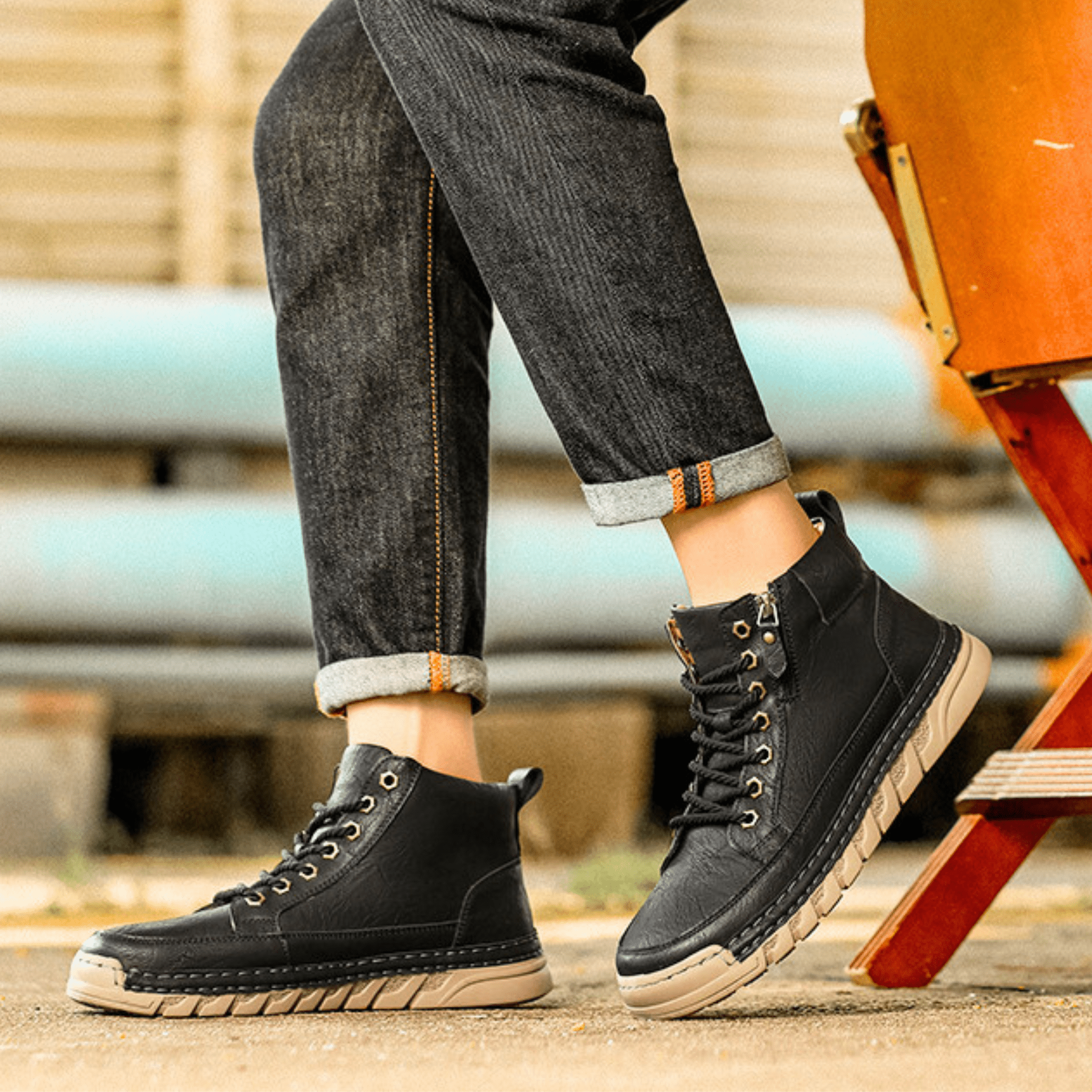 Men's signature polished boots in brown and black with a clean, classic silhouette
