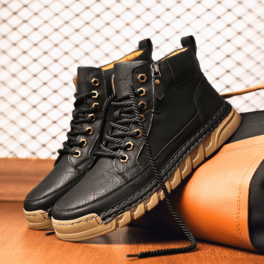 Men's signature polished boots in brown and black with a clean, classic silhouette